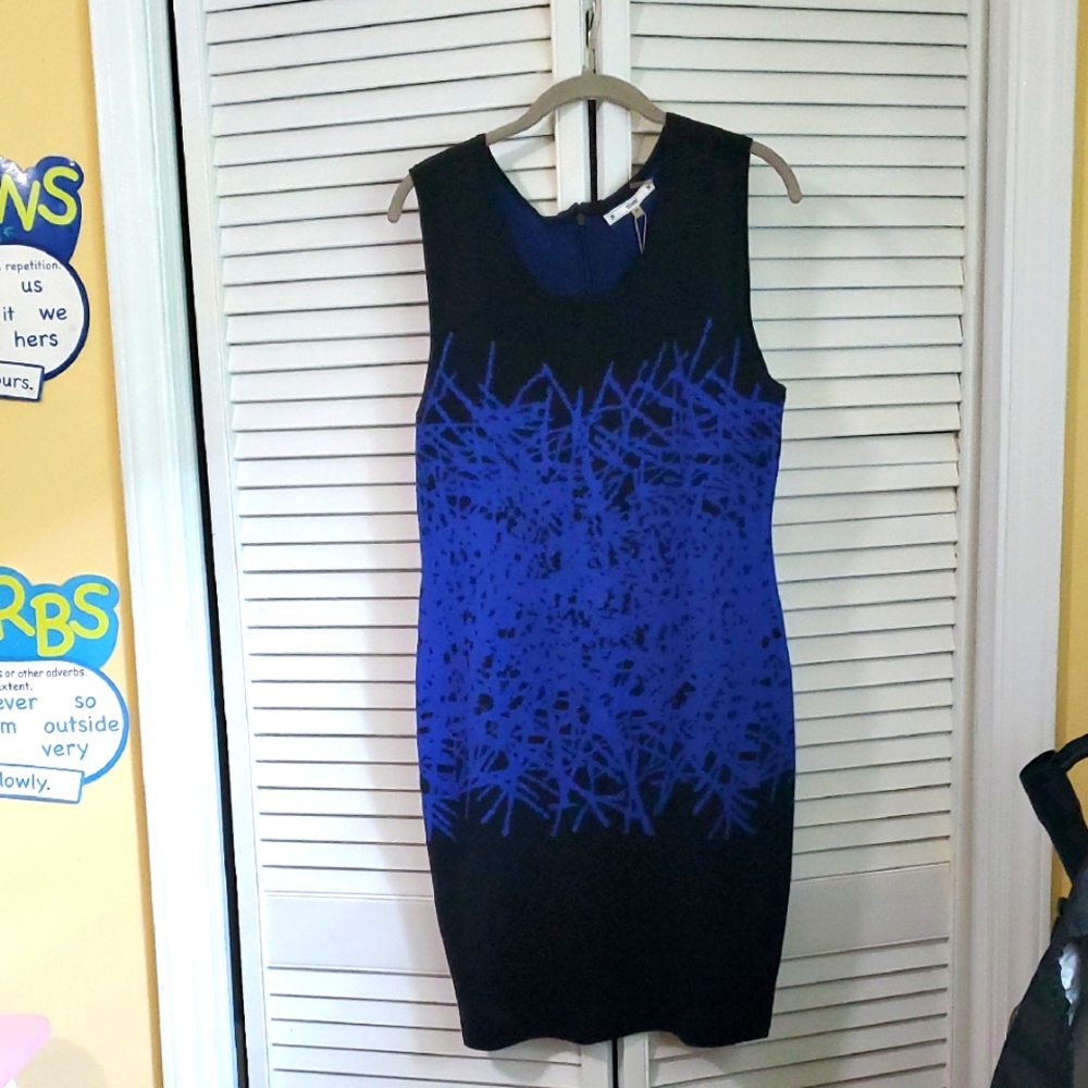 Sioni Black and Blue Bodycon Dress - Picture 2 of 11